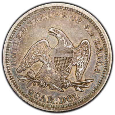 United States 1858 25 Cents Seated Liberty Quarter Silver Coin