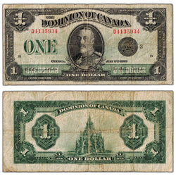 $1 1923 Dominion of Canada Note Black Seal Series D DC-25n - VG/F