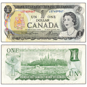 $1 1973 Bank of Canada Note LD Prefix 4 Digit Radar BC-46a - VF