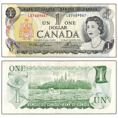 $1 1973 Bank of Canada Note LD Prefix 4 Digit Radar BC-46a - VF