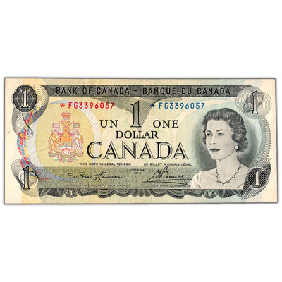 $1 1973 Bank of Canada Note *FG Replacement Prefix BC-46aA - VF