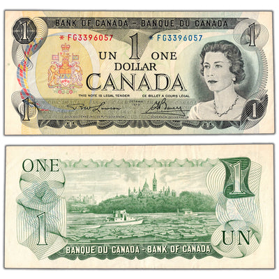 $1 1973 Bank of Canada Note *FG Replacement Prefix BC-46aA - VF