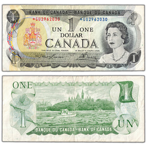 $1 1973 Bank of Canada Note *GU Replacement Prefix BC-46aA - F/VF
