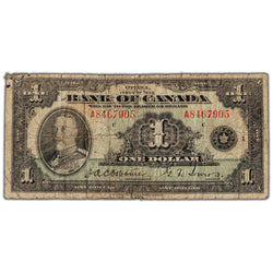 $1 1935 Bank of Canada Note English Text Letter 'A' BC-1 - G/VG