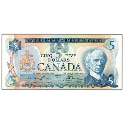 SOLD $5 1979 Bank of Canada Note Lawson-Bouey BC-53a - AU/UNC