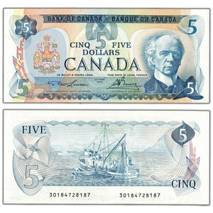 $5 1979 Bank of Canada Note Lawson-Bouey BC-53a - AU/UNC