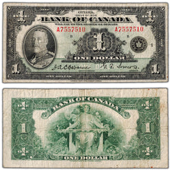 $1 1935 Bank of Canada Note English Text Letter 'A' BC-1 - Fine
