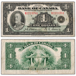 $1 1935 Bank of Canada Note English Text Letter 'B' BC-1 - F/VF