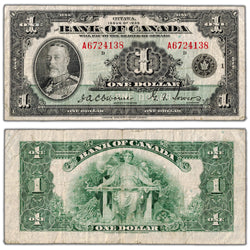 $1 1935 Bank of Canada Note English Text Letter 'A' BC-1 - F/VF