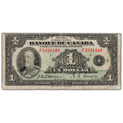 $1 1935 Banque du Canada Note French Text BC-2 - VG