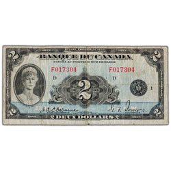 $2 1935 Banque du Canada Note French Text BC-4 - Fine