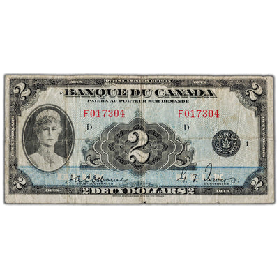 $2 1935 Banque du Canada Note French Text BC-4 - Fine