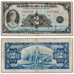 $2 1935 Banque du Canada Note French Text BC-4 - Fine