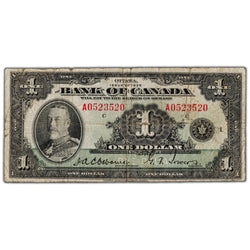 $1 1935 Bank of Canada Note English Text Letter 'A' BC-1 - VG