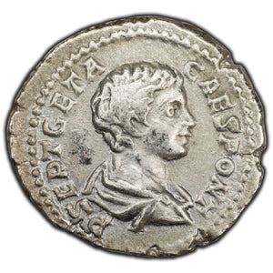 SOLD Ancient Rome AD 203 Geta Denarius Silver Coin RIC #9a - Cleaned