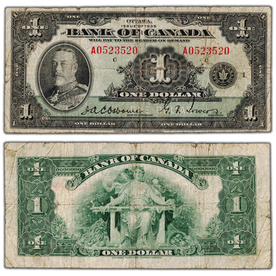 $1 1935 Bank of Canada Note English Text Letter 'A' BC-1 - VG