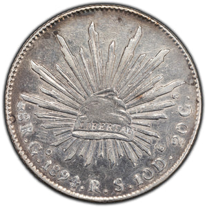 SOLD Mexico 1896 Go-RS 8 Reales Silver Coin - Cleaned