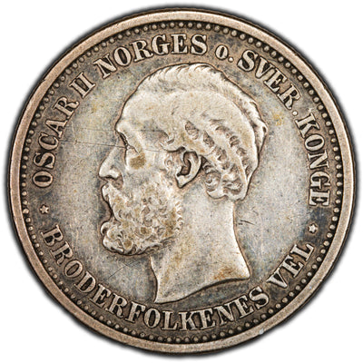 Norway 1898 1 One Krone Silver Coin KM #357