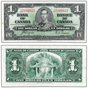 $1 1937 Bank of Canada Note Coyne-Towers T/M Prefix BC-21d - VF (pressed)
