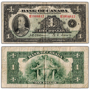 $1 1935 Bank of Canada Note English Text Letter 'B' BC-1 - Fine