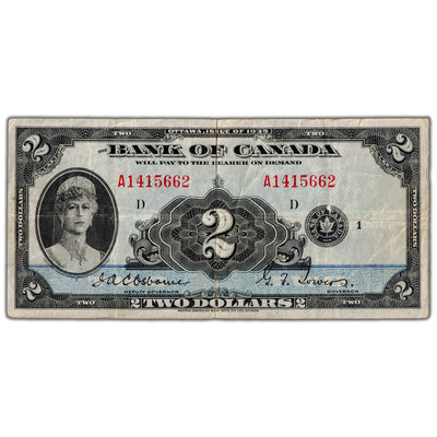 $2 1935 Bank of Canada Note English Text BC-3 - VF