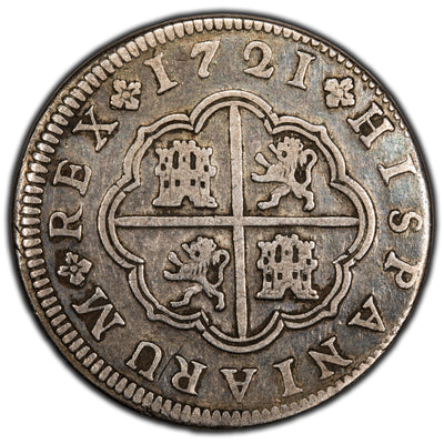 SOLD Spain 1721-F 2 Two Reales Silver Coin Segovia