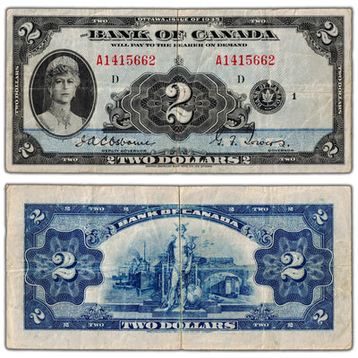 $2 1935 Bank of Canada Note English Text BC-3 - VF