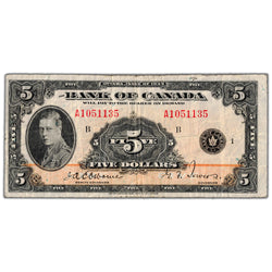 $5 1935 Bank of Canada Note English Text BC-5 - Fine