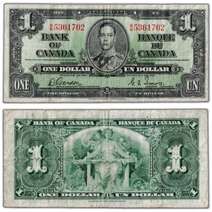 $1 1937 Bank of Canada Note Gordon-Towers M/M Prefix BC-21c - Fine