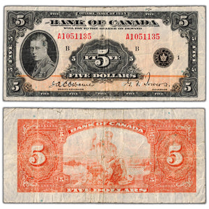 $5 1935 Bank of Canada Note English Text BC-5 - Fine