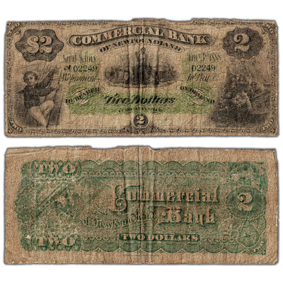 Commercial Bank of Newfoundland 1888 $2 Chartered Note Green Tint #185-18-02 - Good+