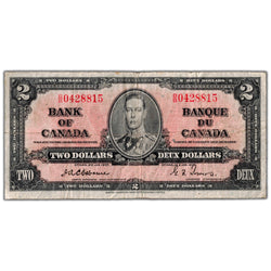 $2 1937 Bank of Canada Note Osborne Signature B/B Prefix BC-22a - Fine
