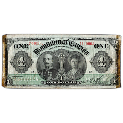 SOLD $1 1911 Dominion of Canada Note Boville Green Line Series J DC-18c - Taped&nbsp;