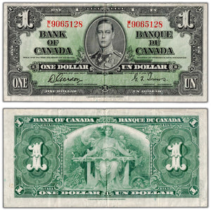 $1 1937 Bank of Canada Note Gordon-Towers W/L Prefix BC-21c - VF