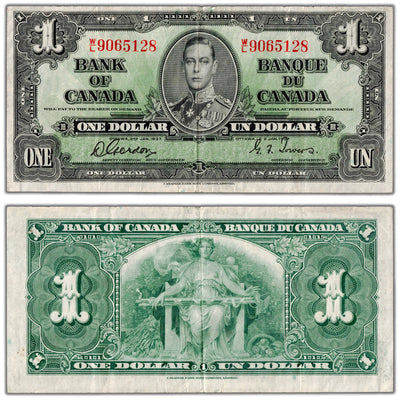 $1 1937 Bank of Canada Note Gordon-Towers W/L Prefix BC-21c - VF