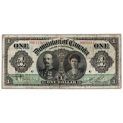 SOLD $1 1911 Dominion of Canada Note Boville Green Line Series J DC-18c - VG/F