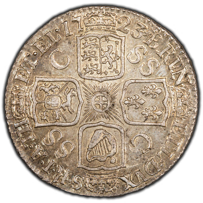 SOLD Great Britain 1723 First Bust 1 One Shilling Silver Coin SSC South Sea Company