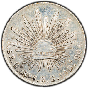 SOLD Mexico 1896 Go-RS 8 Reales Silver Coin - Cleaned