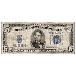 United States 1934 $5 Silver Certificate Note Fr. 1653 - Minor Stain