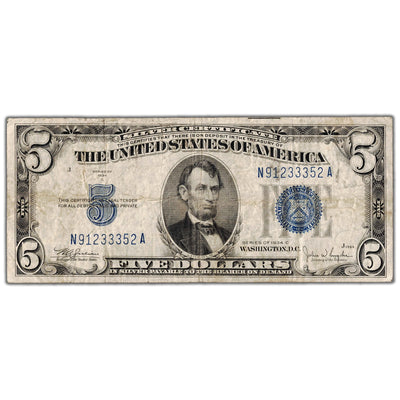 SOLD United States 1934 $5 Silver Certificate Note Fr. 1653 - Minor Stain