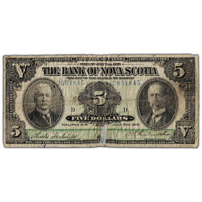 Bank of Nova Scotia 1918 $5 Canada Chartered Note #550-30-02 - Filler (taped/tears)
