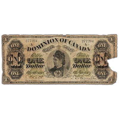 $1 1878 Dominion of Canada Note Payable at Montreal DC-8e - Missing Piece