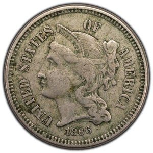 SOLD United States 1866 3 Cents Nickel Coin