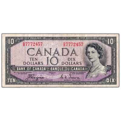 $10 1954 Bank of Canada Note Devil Face D/D Prefix BC-32a - VF