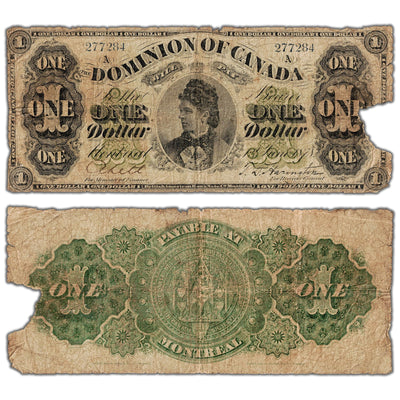 $1 1878 Dominion of Canada Note Payable at Montreal DC-8e - Missing Piece