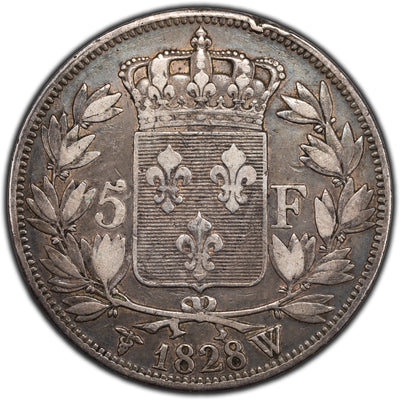SOLD France 1828-W 5 Francs Silver Coin KM #728