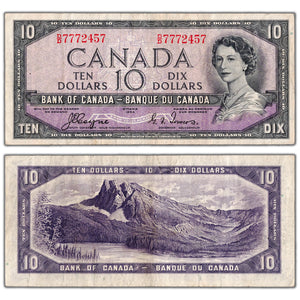$10 1954 Bank of Canada Note Devil Face D/D Prefix BC-32a - VF
