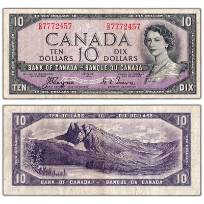 $10 1954 Bank of Canada Note Devil Face D/D Prefix BC-32a - VF