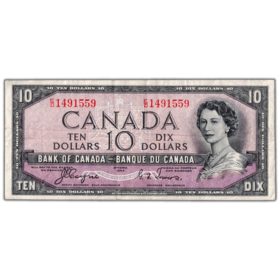 $10 1954 Bank of Canada Note Devil Face E/D Prefix BC-32a - VF