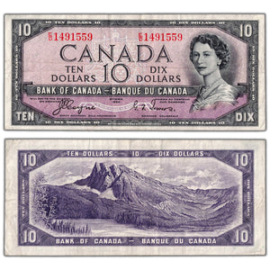 $10 1954 Bank of Canada Note Devil Face E/D Prefix BC-32a - VF